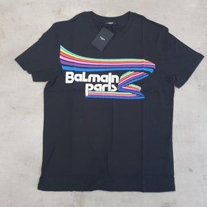 Balmain Black T-Shirt With Logo Printed